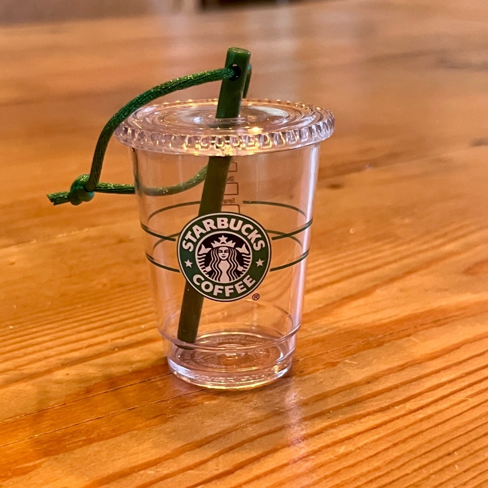 Starbucks Clear Mini Cold Cup Ornament with Green Straw